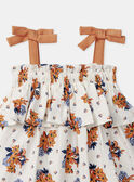 Vestido com folhos cru com estampado de flor azul e laranja em jersey KAZILDA / 24E1BFS1ROB001