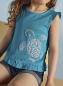 Camisola de alças azul-turquesa com padrão tartaruga menina CAUJERETTE  2 / 22E2PFT1DEB202