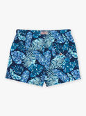 Calções de banho azul-marinho e verde com estampado de folhagem FISAM / 23E4BGM2MAI070