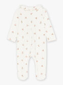 Babygro-pijama em veludo branco com estampado florido KECAMILLE / 24E5BF55GRE001
