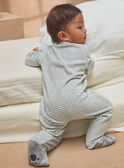 Conjunto babygro-pijama e gorro cinzento com estampado às riscas KEDIBOU / 24E5BG55GRE943