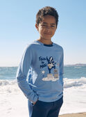 T-shirt azul-celeste em jersey com motivo de texugo guitarrista LETICHAGE / 24H3PGJ1TMLC236