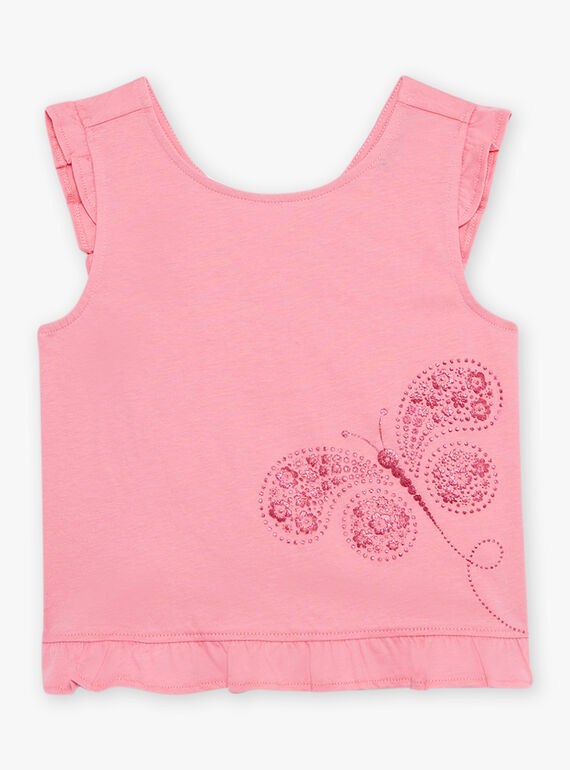 Camisola de alças cor de pastilha com padrão borboleta menina CAUJERETTE 1 / 22E2PFT4DEBD308