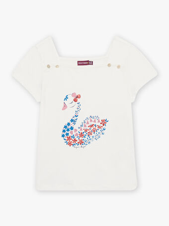 T-shirt cru com padrão cisne decorativo menina CIGNETTE / 22E2PF81TMC001