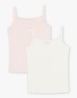 Pack com 2 camisolas de alças em algodão biológico cru e rosa DOUBINETTE / 22H5PF41HLI001