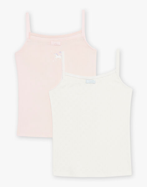 Pack com 2 camisolas de alças em algodão biológico cru e rosa DOUBINETTE / 22H5PF41HLI001