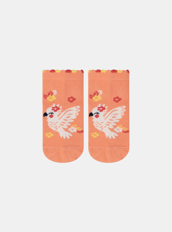 Meias jacquard laranja com estampado pássaro e estampado flores multicores KLOSOZETTE / 24E4PFS1SOBE405