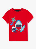 T-shirt vermelha com padrão de tubarão menino CYDOAGE3 / 22E3PGT1TMCF525