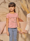 T-shirt rosa bordada com inscrição florida fantasia menina CETIETTE / 22E2PFB1TMC305