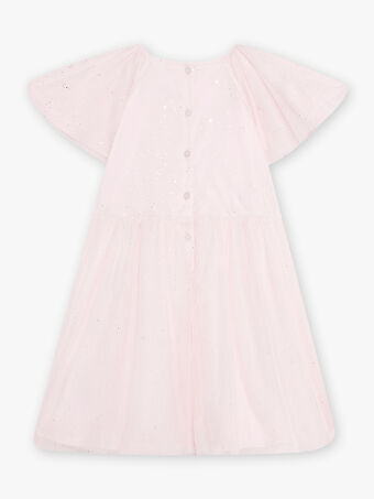 Vestido rosa-pálido em cetim e tule com purpurinas menina CYBNOETTE / 22E2PF22ROB301