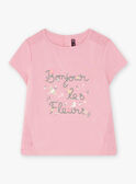 T-shirt rosa bordada com inscrição florida fantasia menina CETIETTE / 22E2PFB1TMC305