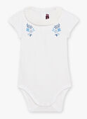 Body cru com gola aos folhos e bordados floridos bebé menina CANORA / 22E1BFK1BOD001