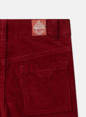 Calças de veludo vermelho LAROVAGE / 24H3PGR2PAN501