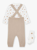 Conjunto calças, body e meias bege e branco LONDON / 24H0CM11ENS007