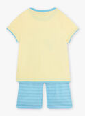 Pijama amarelo-florescente e azul com padrão de crocodilo na praia menino CAPLAGE / 22E5PG51PYJB113