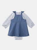Conjunto body e vestido-jardineira azul e cru LACELIA / 24H1BFJ1ENS001