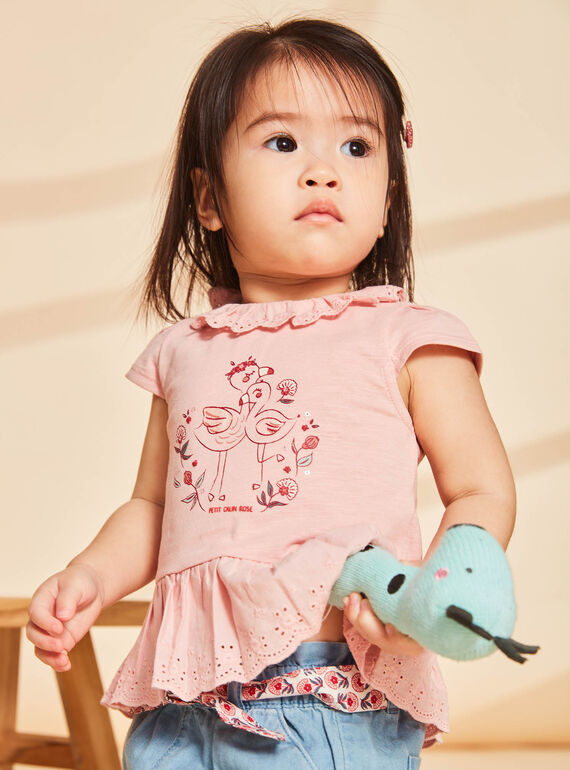 T-shirt blush com padrão flamingos FAWILLOW / 23E1BFQ1TEED300