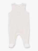 Conjunto babygro e casaco de malha bege e cru em veludo LOHENN / 24H0NG21ENSA011