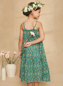 Vestido comprido com folhos verde império com estampado florido KRUCHETTE 2 / 24E2PFK2RBSG627
