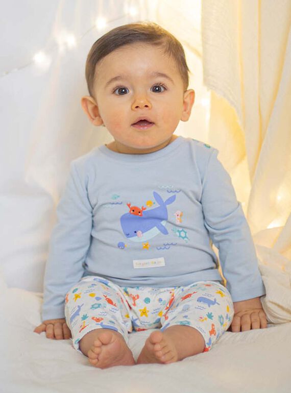 Babygro com padrão de baleia e meias bebé menino CEIACOB / 22E5BG51GREC232
