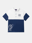 Polo azul e branco em jersey com motivo de texugo guitarrista LEPOLAGE / 24H3PGJ1POL000