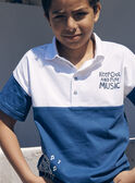 Polo azul e branco em jersey com motivo de texugo guitarrista LEPOLAGE / 24H3PGJ1POL000