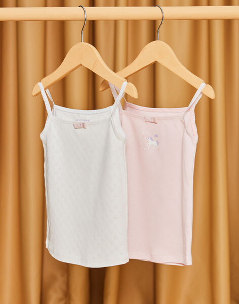 Pack com 2 camisolas de alças em algodão biológico cru e rosa DOUBINETTE / 22H5PF41HLI001