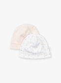 2 gorros de recém-nascido rosa-drageia e cru KORA / 24E0AF11BNAD310