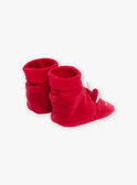 Pantufas vermelho em veludo com animação 3D de renas de Natal 