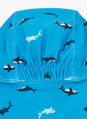 Chapéu anti-UV+50 azul estampado orcas, tubarões e baleias KLURAGE / 24E4PGG1CHA216