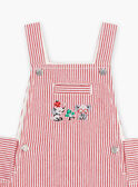 Jardineiras curtas em twill às riscas vermelho e cru bebé menino CATHIS / 22E1BGM1SAC506