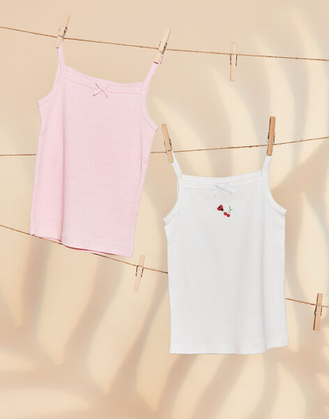 Pack de 2 camisolas de alças cru e rosa-pétala em algodão biológico FLOTOETTE / 23E5PFH1HLI309