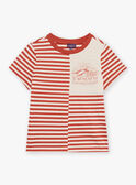 T-shirt ruivo e areia com estampado às riscas FLIROAGE / 23E3PGP1TMCE406