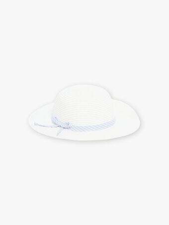 Chapéu efeito palha azul-claro com faixa às riscas em lurex prateado menina CLUSHETTE / 22E4PF11CHAH700