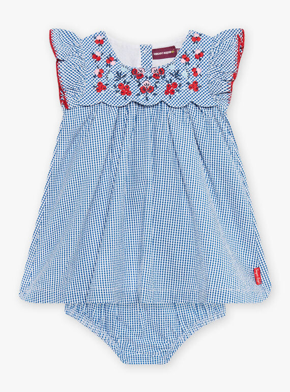 Conjunto vestido bordado e bloomer em seersucker aos quadrados bebé menina CAFABIENNE / 22E1BF81ROB208