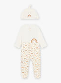 Babygro em moletão com padrões ouriço e arco-íris e gorro bebé menino CEFABRICE / 22E5BG44GRE002