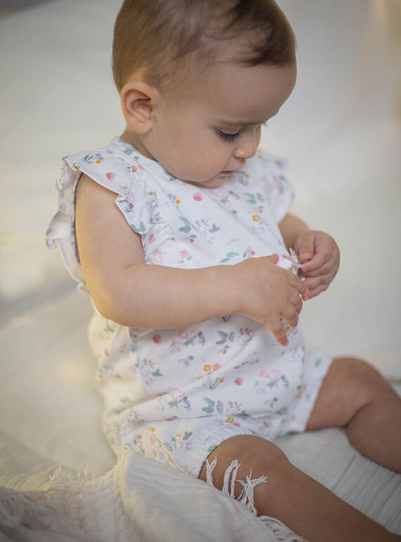 Babygro curto sem mangas com estampado de coelho e flores CEGINNA / 22E5BF53GRE000