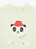Pijama verde-pálido com animação de cabeça de panda e estampado às riscas FEFANTIN / 23E5BG31PYJ605