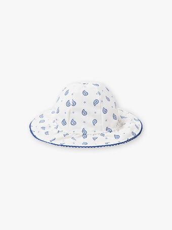 Chapéu branco com padrão florido azul criança menina ZAIFAETTE / 21E4PFR1CHA001