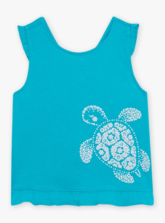 Camisola de alças azul-turquesa com padrão tartaruga menina CAUJERETTE  2 / 22E2PFT1DEB202