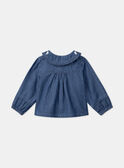 Camisa de ganga azul com folhos na gola LACARINE / 24H1BFJ1CHEP274