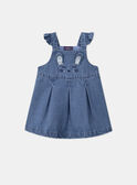Conjunto body e vestido-jardineira azul e cru LACELIA / 24H1BFJ1ENS001