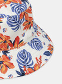 Chapéu à pescador branco com estampado flores tropicais laranja e azul KLOBOBETTE / 24E4PFS1CHA001