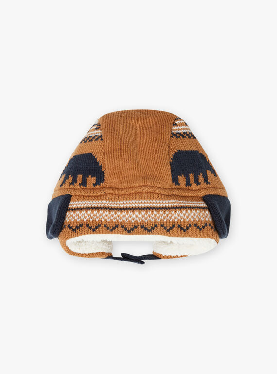 Chapka camel de malha jacquard com padrão de urso menino BITETAGE / 21H4PGE3BON804