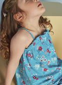 Camisola de alças azul-turquesa com estampado florido e tartarugas menina CAUDEBETTE 2 / 22E2PFT2DEB202