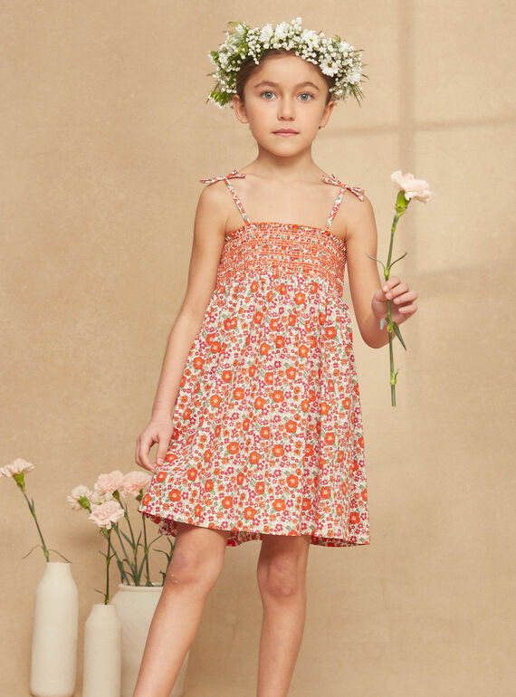 Vestido com smocks baunilha e com estampado florido KRUDETTE 1 / 24E2PFK1RBS114