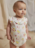 Babygro em cetim de algodão branco e fita com estampado de fruto e flor recém-nascido menina CONSUELA / 22E0CFI3ENS000