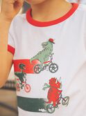 T-shirt com padrões de dinossauros em bicicletas FEMIAGE / 23E3PGB1TMC001