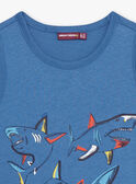 Camisola de alças azul com padrão decorativo tubarões menino CYDEBAGE1 / 22E3PGT1DEBC240