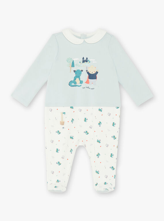 Babygro branco e verde-água bebé menino ZEBRAN / 21E5BG15GRE020